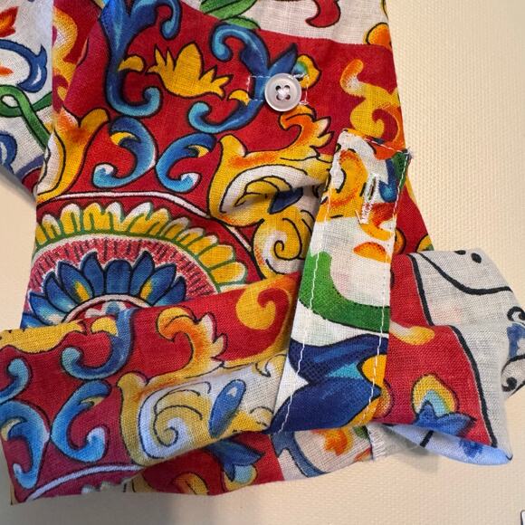 Colori di Mare Colorful Eyelet Tunic Caftan Dress Boho Artwear Resort Retro sz S - Picture 8 of 10